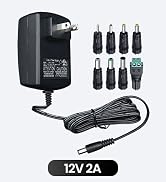 UL Listed 12V 2A 10ft Power Supply Adapter with 8 Tips, 24W 1.5A 1A 0.8A 0.5A AC/DC Switching Ada...
