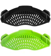 2PACK AUOON Clip on Strainer for All Pots Pans - Silicone Pasta Strainer Kitchen Colander for Dra...