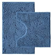 Bathroom Rugs Sets 2 Piece,Super Absorbent Chenille Bath Mats and U-Shaped Toilet Rug,Strong PVC ...