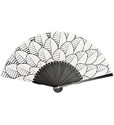 Salutto Hand Fan with Beautiful Fabric Printed Black