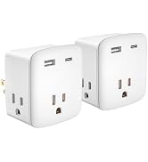 2 Pack Cruise Ship Approved Outlet Extender, Non Surge Protector Power Strip with 3 AC Outlets & ...