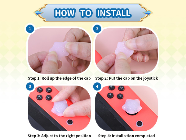 Cute Switch Joycon Thumb Grips Caps, Kawaii 3D Thumbstick Button Joystick Cover