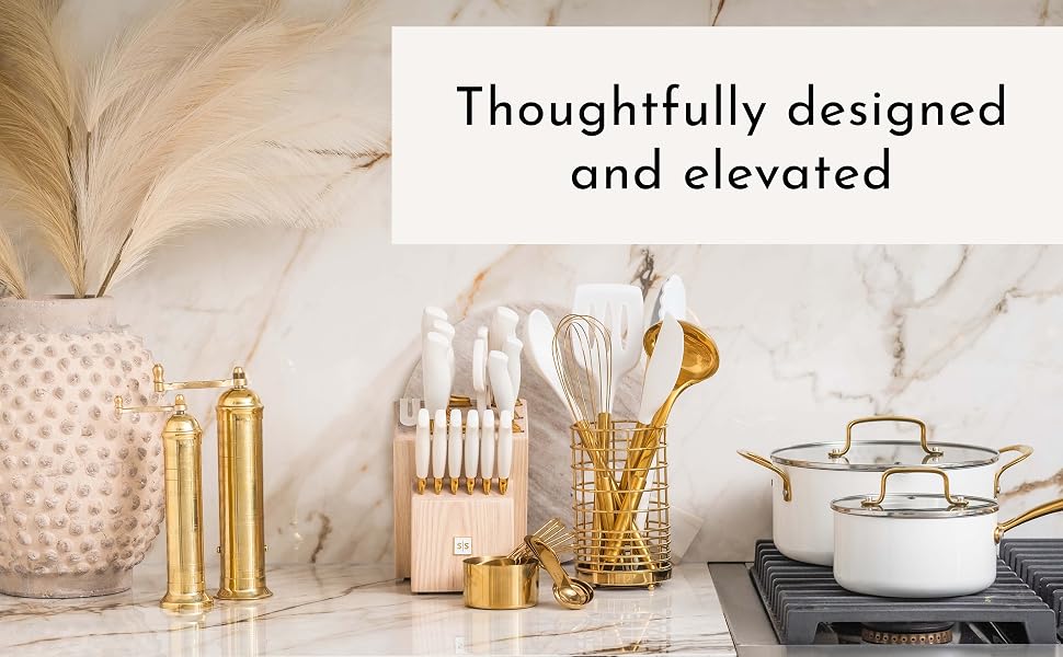 White and Gold Silicone Utensils