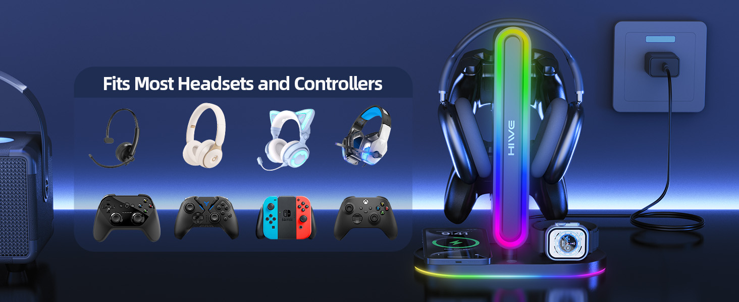 RGB Headphone Stand with Wireless Charging