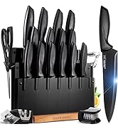 Home Hero 20 Pcs Kitchen Knife Set with Sharpener - High Carbon Stainless Steel Knife Block Set w...