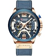 FANMIS Mens Luxury Watches Business Chronograph Dress Waterproof Leather Strap Analog Quartz Wris...