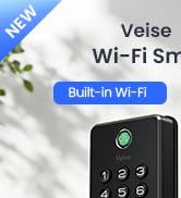 Veise DK012W Wi-Fi Fingerprint Smart Deadbolt Lock, Matte Black | Built-in Wi-Fi, APP Remote Cont...
