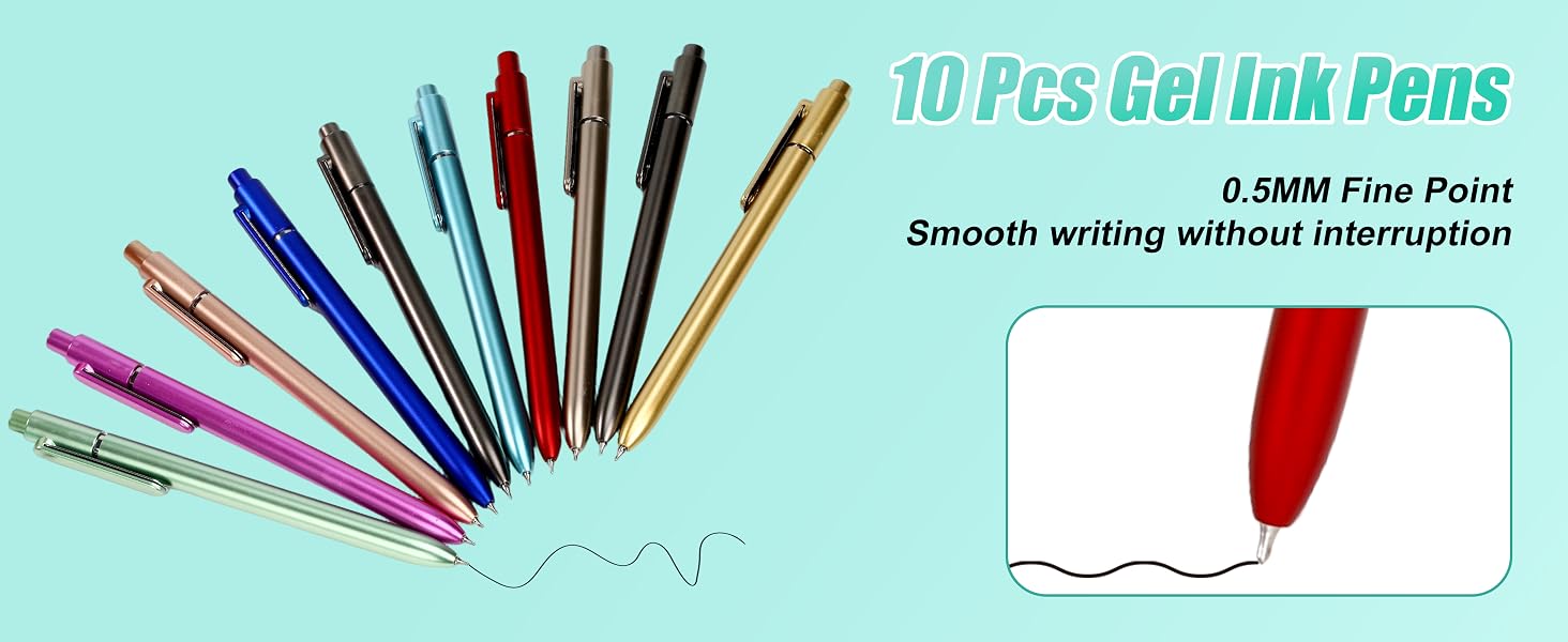 retractable pens fine point pens 0.5mm pens black ink pens smooth writing pens