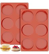 Ocmoiy 4 Inch Silicone Egg Mold for Breakfast Sandwiches, 2 Pack Non-Stick Silicone Muffin Top/Ha...
