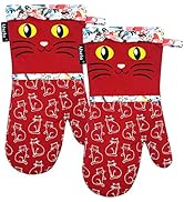 Alselo Oven Mitts, Heat Resistant with Soft Quilted Cotton Lining Set of 2, Fashion Animal Design...