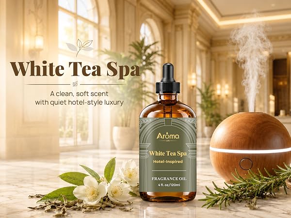 White Tea Spa — a Hotel-Inspired fragrance oil that recreates the iconic white-tea spa lobby vibe