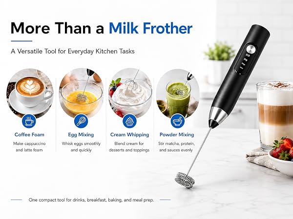 milk frother rechargeable for Latte Cappuccino Matcha Egg
