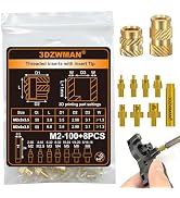 3DZWMAN M2 Threaded Inserts with m2-M8 Heat Set Insert Tools,Brass Metric Knurled Nuts for 3D Pri...