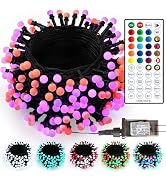 ODEETRONIC Halloween Lights - 98Ft 300 LED Orange and Purple Halloween Lights, 100+ Mode RGB Berr...