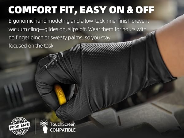Beastek nitrile glove comfort fit food safe cooking touch screen compatible