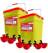 3-Gallon/12 Liters Automatic Chicken Waterer Set (2 Buckets-12 Water Cups), Large Chicken Water C...