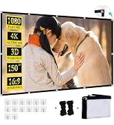 Projector Screen,XINLEMY 150-inch Projection Screen 4K 16:9 HD Foldable Portable Movie Screen Out...