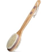 MainBasics Back Scrubber for Shower Long Handle Back Brush Dual-Sided Exfoliating