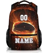 Custom Hockey Backpacks with Name, 17" Back to School Supplies Backpack Gifts for Elementary Midd...