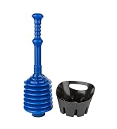 JS Jackson Supplies Blue Bellows Accordion Toilet Plunger with Black Storage Tray