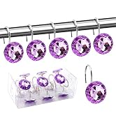 BEAVO Acrylic Fashion Decorative Home Rolling Purple Shower Curtain Hooks Rhinestones Bathroom Ba...