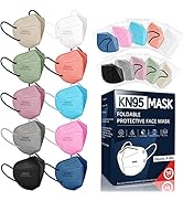 KN95 Face Masks for Adults, 50 Pack 10 Colors Disposable KN95 Masks, 5 Layer Breathable Individua...