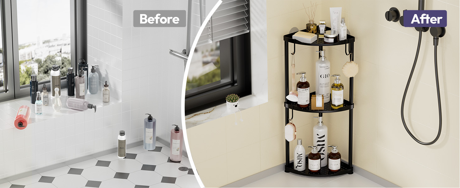 Corner Shower Caddy Standing Corner Shower Organizer Floor Shower Shelf