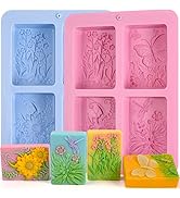 Moukiween Soap Molds Silicone, 3D Rectangular Insect Flower Silicone Molds for Handmade Craft Soa...