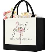 Canvas Tote Bag for Women, Cute Flamingo Gifts for Women, Flamingo Lover Gifts Aesthetic Beach Ba...