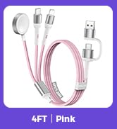 Pink Travel Essentials for Apple Watch Charger,Multi Charging Cable for iPhone 17,iWatch Charger ...