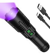 UV Blacklight&High Lumens Flashlight Rechargeable, Powerful Blacklight Flashlights for Pet Urine ...
