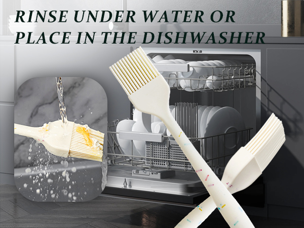 Rinse under water or place in the dishwasher