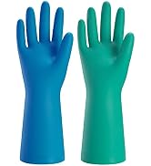 Bamllum 2 Pairs Reusable Kitchen Gloves for Washing Dishes - Nitrile Rubber Dishwashing Gloves, R...