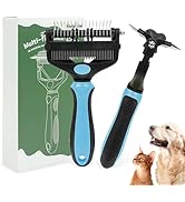 Histotree Blue 3-in-1 Pet Undercoat Rake Double-Sided Fine&Wide Tooth Dematting Comb Deshedding D...