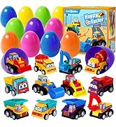 ZenBombs Party Favor Toys Eggs with Cars Inside - 12 Prefilled Eggs with Pull-Back Engineering Ve...