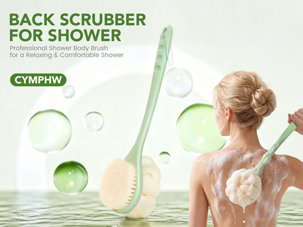 bath brush back scrubber for shower back washer for shower exfoliating men women loofah dry wet