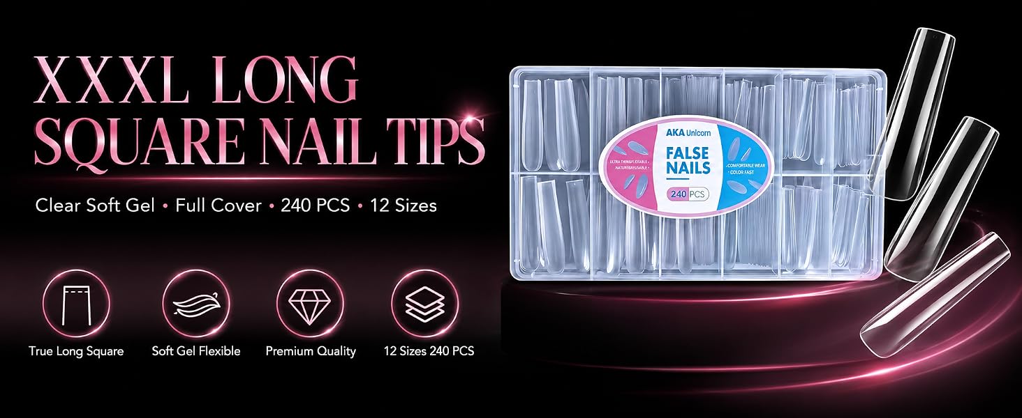 XXXL LONG SQUARE NAIL TIPS