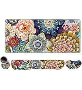 Extended Gaming Mouse Pad, Memory Foam Ergonomic Keyboard Mouse Wrist Rest Support Set, Large Des...