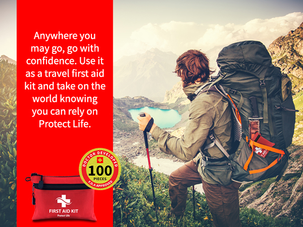 First Aid Kit - 100 Piece - Small First Aid Safety Kits for Camping