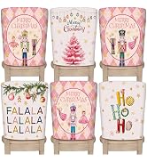 Christmas Chair Covers Set of 6 Pink Nutcracker Christmas Tree Chair Back Covers Holiday Dining C...