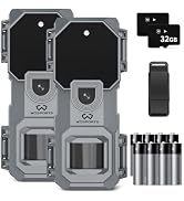 WOSPORTS Mini Trail Camera 2 Pack 32MP 1080P HD Deer Camera with 32GB SD Card Game Cameras with N...