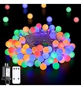 JMEXSUSS 100 LED Connectable Christmas String Lights Indoor Plug in, 33ft 8 Mode Globe String Lig...