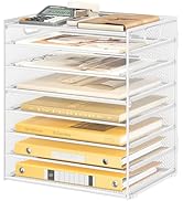 Lavatino 8-Tier Letter Tray Desk Paper Organizer, Mesh File Tray Organizer for Desk, Office Suppl...
