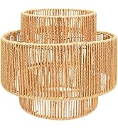 LUCORUSC Hanging Light Lamp Shades Boho Rattan Lamp Shades, Woven LampShades for Floor Lamps Ratt...
