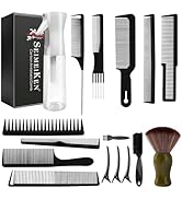 SEIMEIKEN 16 PCS Professional Barber Comb & Brush Set - Barber Accessories with 10oz (300ml) Cont...