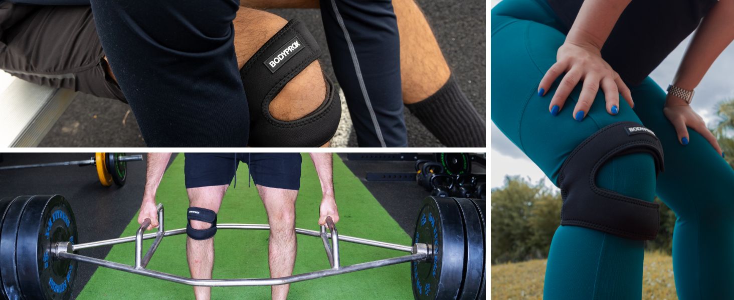 Collage images of athletes using Bodyprox Dual Knee Brace