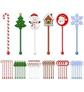 36 Pcs Winter Drink Stirrers Xmas Stir Stick Holiday Coffee Swizzle Stick Reusable Plastic Hot Co...