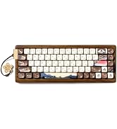 XVX MU68 FujiWave Theme Mechanical Tri-Mode Keyboard, Hot Swappable Walnut Solid Case Wood Keyboa...