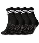 CoolMate 2/4 Pairs Pilates Socks with Grips for Women, Yoga Socks, Crew Non Slip Women for Workou...