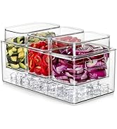 Hudgan Extra Large Taco Bar Serving Set for Party with 3 Separate Containers(50 Oz), Ice Chilled ...